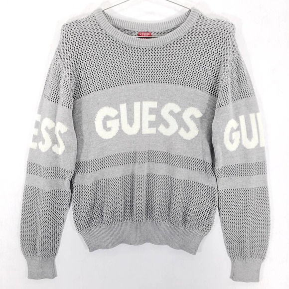 Guess Sweaters - GUESS Los Angeles Gray Knit Pullover Sweater Womens Size XL